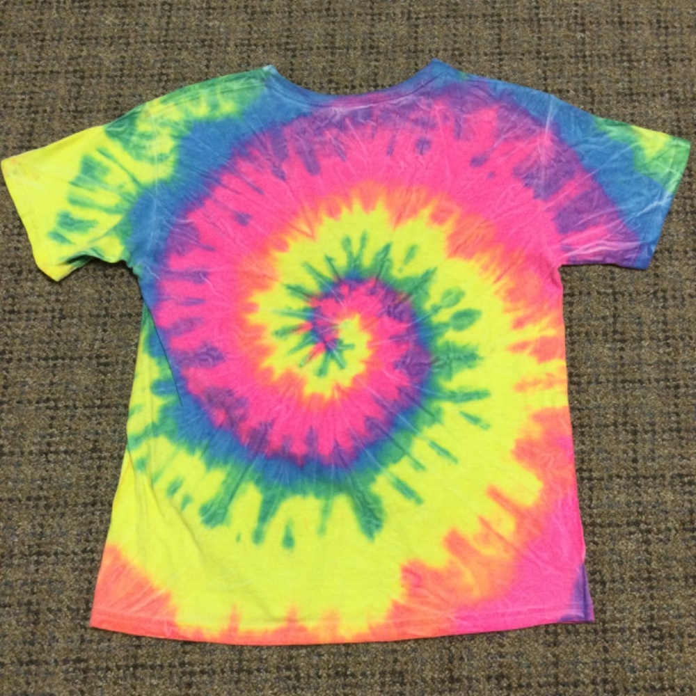 Gildan Tie Dye Neon Embroidered Rehoboth Beach Short Sleeve Tee Girls L NWOT - Picture 4 of 6